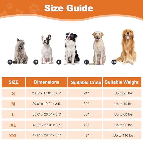 POCBLUE Deluxe Washable Dog Bed for Large Dogs Dog Crate Mat 35 Inch Comfy Fluffy Kennel Pad Anti-Slip for Dogs Up to 60 lbs, 35" x 23", Grey