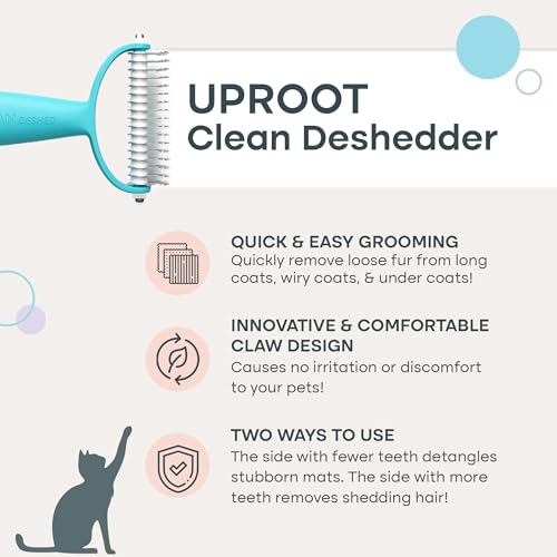 Uproot Clean Undercoat Rake for Dogs - Versatile Dematting Comb for Dogs, Cats & Bunnies - Dual-Sided 9 & 17 Blade Dog Deshedding Brush - Gentle & Effective Grooming Tool for All Coat Types