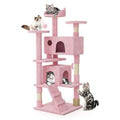MoNiBloom 54 Inch Cat Tree Tower for Indoor Cats Large Adults, Pink Cat Tower with Scratching Post, Multi-Level Furniture Activity Center with Cat Condo Pet Play House, Soft Pink