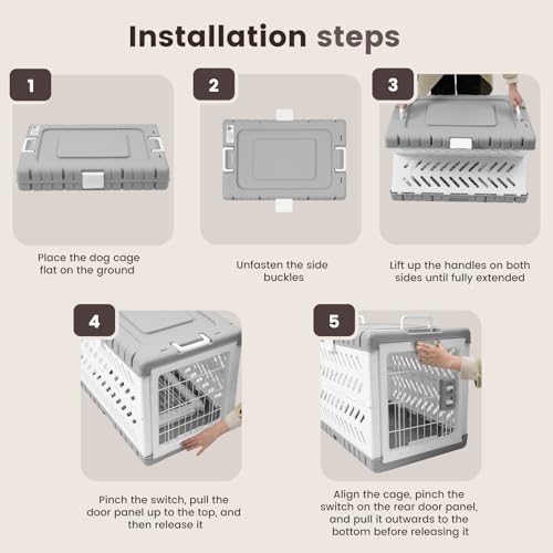 Collapsible Dog Crate for Large/Medium Dogs - 36" L Foldable Dog Cage No-Tool Assembly, Travel Dog Crate with 2 Wheels - Easy to Carry, Space-Saving, Indoor Outdoor Use, 36.4"(L) x22.84(W) 25.8"(H)