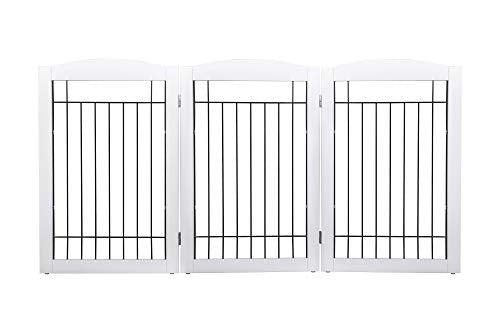 Spirich Freestanding Wire Pet Gate for Dogs, 60 inches Extra Wide, 30 inches Tall Dog Gate for The Houes, Doorway, Stairs, Pet Puppy Safety Fence, White 3 Panels