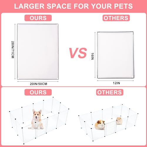 BRIAN & DANY Dog Playpen Portable for Small Animals, Dog Play Pen Indoor, Transparent Pet Playpen for Puppies, Cats, 80" L x 40" W x 28" H