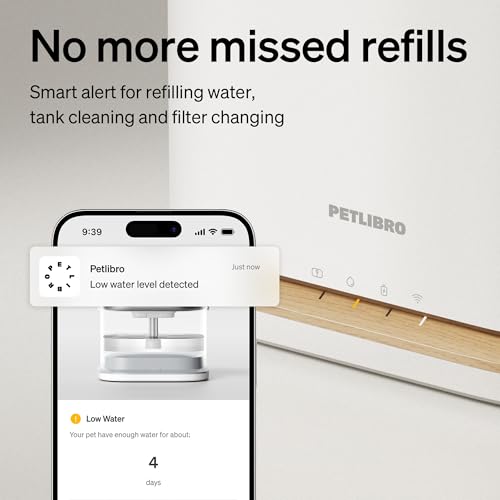 PETLIBRO Upgrade Cat Water Fountain, Cordless Cat Fountain Battery Operated, App Monitoring 3L/101oz Dockstream 2 Pet Water Fountain with Stainless Steel Tray, 5GHz WiFi Dog Water Bowl Dispenser