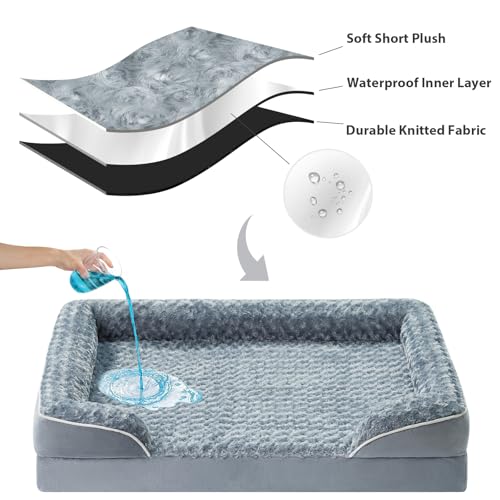 WNPETHOME Dog Beds for Large Sized Dogs, Washable Orthopedic Dog Couch Sofa Bed with Waterproof Lining & Non-Skid Bottom for Pet Sleeping