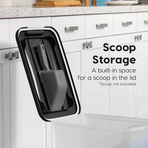 IRIS USA Dog Food Storage Container, 2 Pack, Up to 30 lbs Each, Airtight Seal for Freshness, Wheels for Rolling, Easy One Hand Opening, Made in USA, BPA Free, Clear/Black