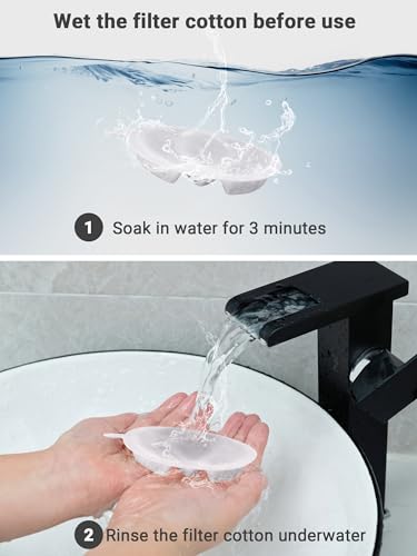 Kastty Cat Water Fountain Filter Replacement, 3.5L Cat Water Filter Made of Activated Carbon and PP Cotton,16 Pet Water Fountain Filter 16 Pack Replacement Pump with 2 Sound-absorbing Cotton(L04)