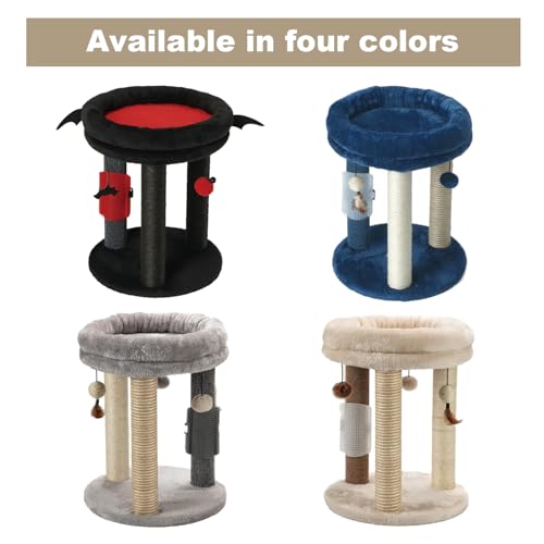 MECOOL 4in1 Small Cat Tree,Scratching Post with Tower Soft Bed, Sisal Carpet Jute Posts with Three Hanging Ball Toys and Massage Brush for Indoor Cats and Kittens