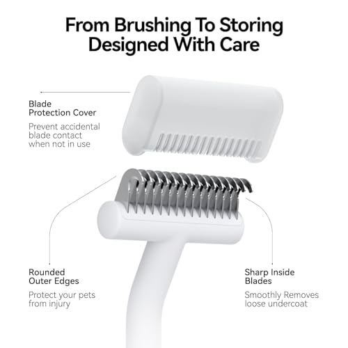aumuca Undercoat Rake for Dogs & Cats – Deshedder & Grooming Brush – Dog Brush & Cat Brush for Long or Short Hair – Dematting Comb for Matted Fur, Kitten, Puppy, Rabbit, Horse