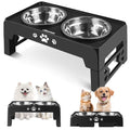 Jovrun Elevated Dog Bowls for Small Dogs and Cats, Non-Slip Cat Bowls with 2 Thick 5.5" Stainless Steel Dishes, Dog Feeder 2 Heights Adjustable to 2.6"-5.3"