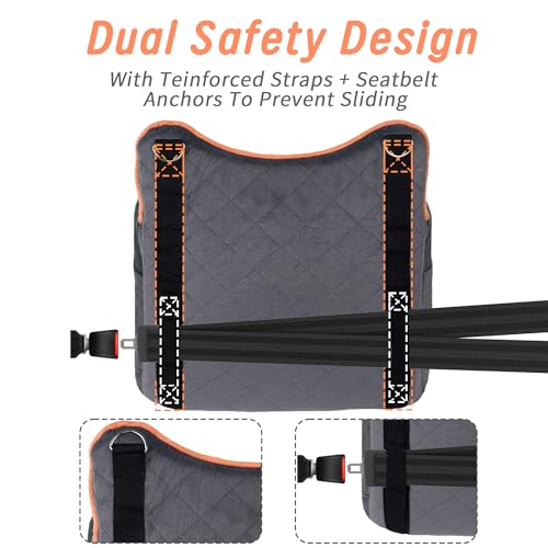 Dog Car Seat for Medium Sized Dogs 30 lbs, Safety Booster Seat for Small Dogs Hooks to The Seatbelt & with Elevated Cushion, Soft Waterproof Washable Small Dog Car Seat with Storage Pockets (Black)