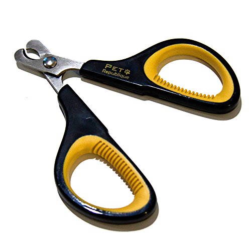 Cat Nail Clippers by Pet Republique – Professional Stainless-Steel Nail Clipper for Cats, Kittens, Hamster, Rabbits, Birds, & Small Breed Animals Claw Trimmer (Black+Yellow)