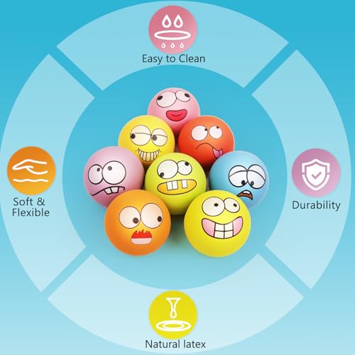 HDSX Squeaky Dog Toys Soft Latex Rubber Squeaky Dog Balls for Puppy Small Pet Dogs (8 Pack) (Round Balls)