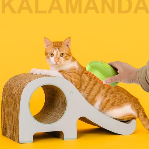 Cat Steam Brush, 3 In 1 Steamy Pet Brush, Silicone Massage Dog Hair Remover Comb, Spray Mist Grooming for Indoor Kittens (Mango Green)