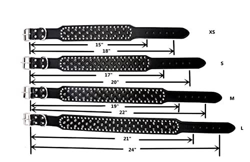 Hoot PU Leather Adjustable Spiked Studded Dog Collar 2" Wide 43 Spikes (L(Neck 21"-24"), Black)