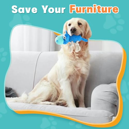 TOOPTATE Dog Toys for Aggressive Chewers - Dog Toys to Keep Them Busy Squeaky Dog Toys for Large Dogs (Blue, Medium)