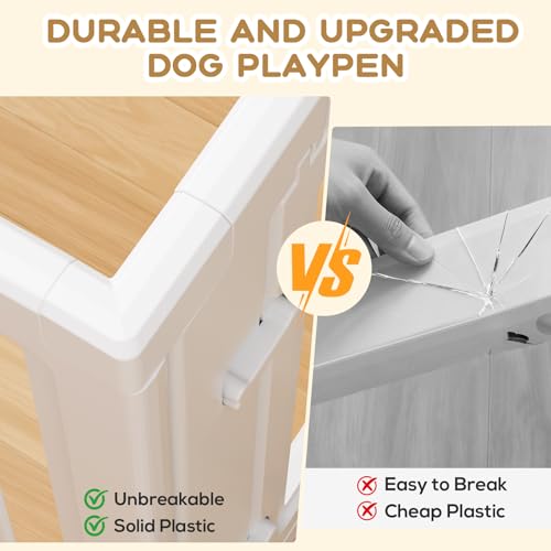 LoveTail Dog Playpen, Clear Dog Pen, Dog Pen Indoor, Easy to Install and Remove Dog Play Pen, Puppy Playpen Suitable for Dogs, Cats,Dog Playpen Indoor (White, 23.6 inch Height, 10 Panels)
