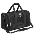 Soft-Sided Cat/Dog/Pet Carrier, Collapsible Pets Travel Carriers for Big Cats/Small Dogs with Shoulder Strap & Removable Mat, Mesh Puppy Carry Bag, Up to 16 Lbs, TSA Airline Approved(Black)
