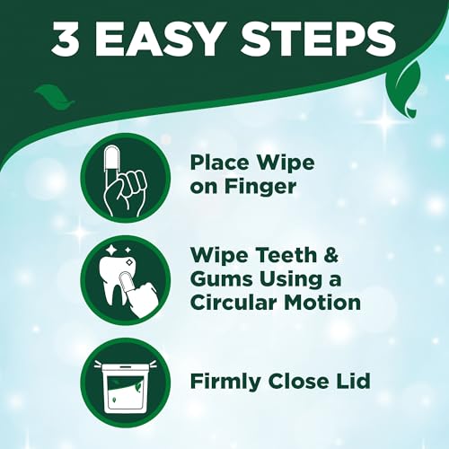 Vet's Best Finger Dental Wipes for Dogs and Cats – Oral Care Wipes for Teeth Cleaning, Fresh Breath, and Tartar Control – Gentle Finger Pads for Pet Dental Hygiene and Plaque Removal – 50 Count