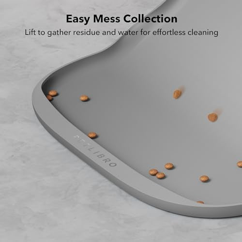 PETLIBRO Dog Food Mat, Safety Silicone Cat Food Mat for Feeder & Fountain, Waterproof Dog Bowl Mat, Raised Edge Spill Protection Floor, Cove Feeding Mat for AF005, AF103 Single Tray, AF203 Single Tray