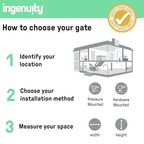 Ingenuity Decorative Extra Tall Baby Gate & Dog Gate, 28.5"-48" Wide, 36" Tall, Hardware or Pressure Mounted, Install on Top or Bottom of Stairs, Banister, or Doorway - White