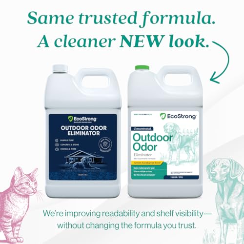 Eco Strong Outdoor Odor Eliminator Outside Dog Urine Enzyme Cleaner Powerful Pet, Cat, Animal Scent Deodorizer | Professional Strength for Yard, Turf, Kennels, Patios, Decks (128 OZ)