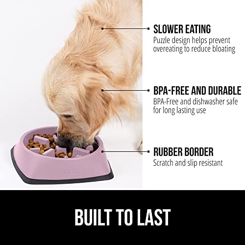 GORILLA GRIP® Patented BPA Free Slow Feeder Dog Bowls, Interactive Puzzle Toy for Dogs and Cats Food Training Enrichment, Keeps Pets Busy and Prevents Puppy Overeating, Small Breeds, 1 Cup, Pink