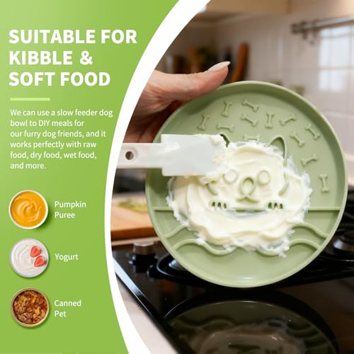Zonopy Slow Feeder Dog Bowl for Small Medium Dogs & Cats, 7.5 Inch Non Slip Slow Bowl with 37 Suction Cups, Anti-Choking Food Grade Silicone Slow Eating Bowl