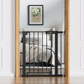 Babelio Baby Gate for Doorways and Stairs, 26-31" Pet Gate with Wide Walk Thru Door and Lock Indicator, No Drill Pressure Mounted Safety Gate with Double Lock and Self-Closing, Black