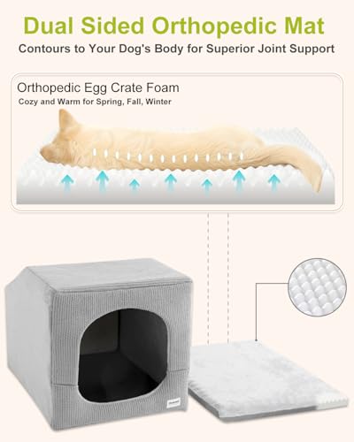Hovicaed Indoor Dog House for Extra Large Medium Small Sized Dogs - Dog Tent with Washable Removable Cover, Pet Orthopedic Dog Cave Bed Egg-Crate Foam Cushion, Inside Dog House Large Space(XXL)