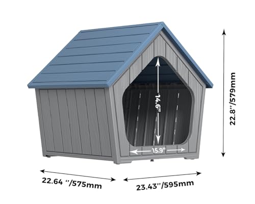 DRATO Dog House Indoor Outdoor Durable Resin Material Houses for Dogs Outside Weatherproof Cozy Small Dog Houses Pet Shelter for Patio, Porch, Living Room