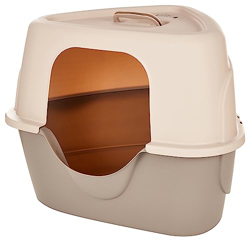 Amazon Basics Cat Litter Box with Lid, No-Mess, Spacious Enclosed Design with Odor Control, Easy Access, Stain Resistant, 26" x 23" x 20", Charcoal