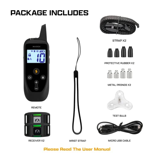 INVIROX 2026 Edition Dog Training Collar with Remote - 123 Level Shock Collar for Dogs, 1100 yd Range, Waterproof Rechargeable System with Manual Bark Control for Stubborn, Reactive, Large Breeds