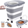 DDMOMMY 23-25 Lbs Airtight Dog Food Storage Container,Collapsible Dog Food Container with Lid,Wheels,Handle,Large Pet food storage Container with Scoop,Small Food Container for Dog Cat