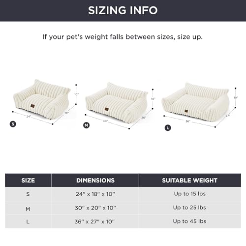 Bedsure ComfyFleece™ Cute Cat Couch for Pets - As Seen on TV on Good Day New York, Small Medium Dog Bed, Supportive Couch Bed for Small Dogs, 30 Inch, Cream