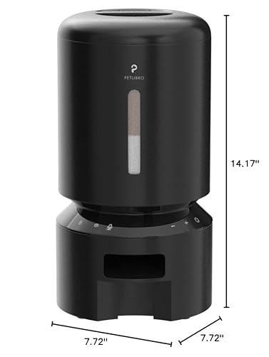 PETLIBRO Automatic Cat Feeder, Automatic Dog Food Dispenser with Freshness Preservation, 5L Timed Pet Feeders for Dry Food, Up to 6 Meals Per Day, Granary 5L Basic Button Type Black