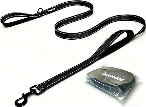 Heavy Duty Dog Leash - 2 Handles by Padded Traffic Handle for Extra Control, 6foot Long - Perfect for Medium to Large Dogs (6 ft, Black)