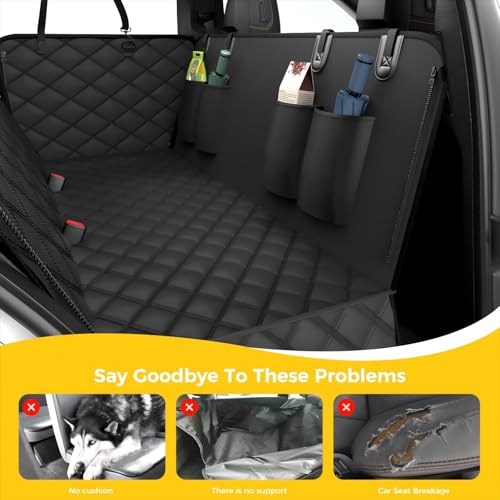 Elouta Dog Car Seat Cover for Back Seat,100% Waterproof Scratch Proof Nonslip Seat Cover,600D Heavy Duty Scratch Soft Dog Hammock for Car for Cars Trucks and SUVs Black