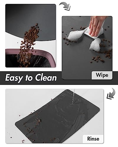 MontVoo-Absorbent Pet Feeding Mat-No Stains Pet Mat for Food and Water Bowl-Quick Dry Cat & Dog Food Mat Water Dispenser Mat-Pet Supplies Mat-Dog Water Bowl Mat for Messy Drinker,（Darkgrey,12"x19"）