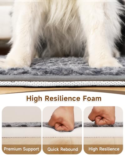 Dog Bed for Crate Pad High Resilience Foam Crate Pad Mat for Medium Large Dogs Washable Anti-Slip, Outdoor, 35" x 22",Dark Gray