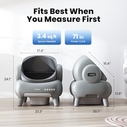 Neakasa M1 Plus Open-Top Self-Cleaning Cat Litter Box, 360° Safety Sensors, Advanced Odor & Leak Control, Automatic for Large & Multi-Cat Homes, Litter Mat & 2 Rolls Refill Bags Included