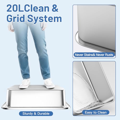 Jotesnew 2 Pack XL Stainless Steel Cat Litter Box with Lid and High Sides, 24" L x 16" W x 12" H Extra Large Metal Cat Litter Boxes for Big Cats, Leak-Proof, Non-Stick, Odor-Resistant, Includes Scoop