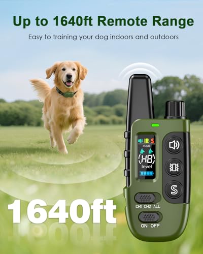 Shock Collar for Dogs, IP67 Waterproof Dog Training Collar with Remote Control, 3 Modes: Beep, Vibration, Safe Static, Rechargeable Adjustable for 15-110lbs Medium Large Dogs