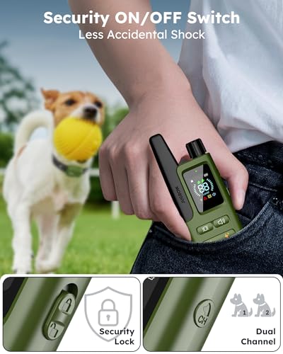 Dog Shock Collar 2 Dogs (10-120Lbs) - 4200FT Dog Training Collar with Remote IPX7 Waterproof Electric Collar with 4 Training Modes, Security Lock, Rechargeable e-Collar for All Breeds, Sizes