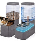 2 Pack Automatic Cat Feeder and Water Dispenser 1.3Gallon Dog Gravity Food Feeder and Water with Ice Pack Stainless Steel Dry Food and Waterer Bowl for Small Medium Large Pets (Grey)