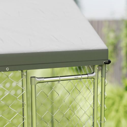 PawHut Outdoor Dog Kennel, 20' x 7.5' x 8', Heavy Duty Large Dog Kennel Outside w/Waterproof Roof, Galvanized Chain Link Pet Enclosure w/Secure Lock, for Large Breed, Chicken, Duck