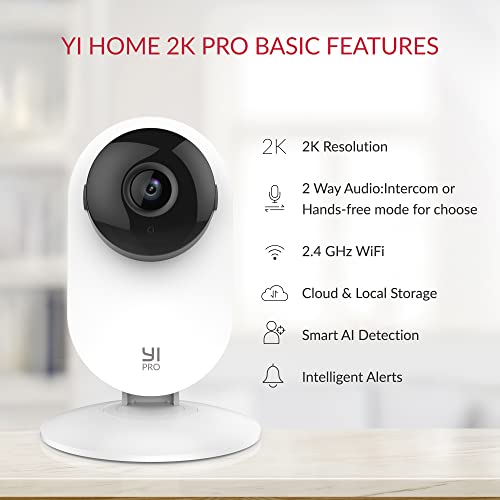 YI 2K 3MP Home Security Camera, Indoor Camera with Person, Vehicle, Animal Detection, Phone App for Baby, Pet, Dog, Monitoring, Compatible with Alexa
