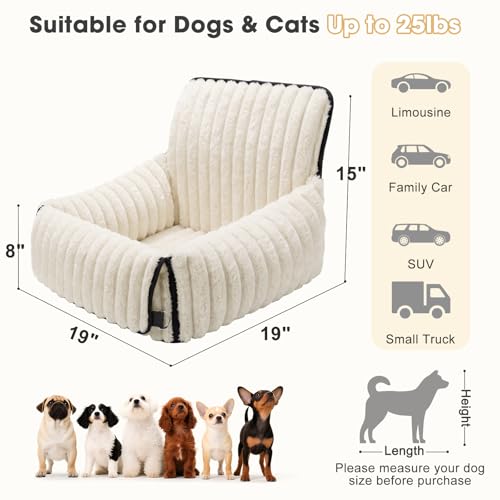 MIXJOY 6-in-1 Dog Car Seat for Small/Medium Dogs up to 25 lbs, Multi-Functional Dog Carrier for Car with Detachable Washable Cover, Pet Travel Bed with Clip-On Safety Leash, Beige