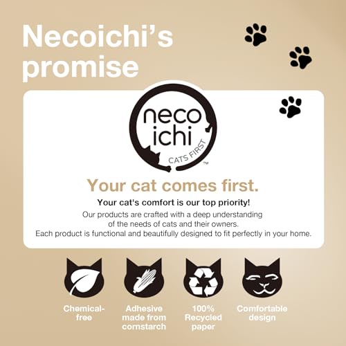 Necoichi Cat Scratcher Bowl for Indoor Cats - Cat Scratching Lounger with Reversible Usability and Extra Comfort for Lounge, Cardboard Bed Couch / (Regular, Oak)