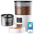 IMIPAW 5G WiFi Automatic Cat Feeder and Water Dispenser, Timed Dry Food Dispenser APP Remote Control, Programmable Portions, with Desiccant, Cat Fountains for Drinking with Filter, Small Pets (Combo)