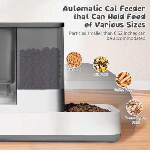 GearRoot Automatic Cat Feeder and Water Dispenser, 2 in 1 Gravity Pet Food Feeder and Water Dispenser Detachable Cat Food Dispenser for Small Dogs and Cats, Gray